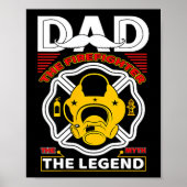 Dad The Myth Legend Fireman Gift Proud Firefighter Poster (Voorkant)