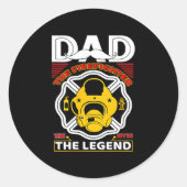 Dad The Myth Legend Fireman Gift Proud Firefighter Ronde Sticker (Voorkant)