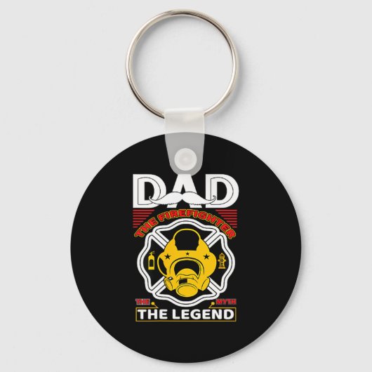 Dad The Myth Legend Fireman Gift Proud Firefighter Sleutelhanger (Voorkant)