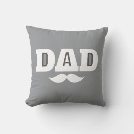 Dad Throw Pillow Mustache Brow Black Grey Orange Kussen