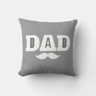 Dad Throw Pillow Mustache Brow Black Grey Orange Kussen
