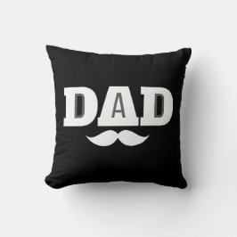 Dad Throw Pillow Mustache Brow Black Grey Orange Kussen