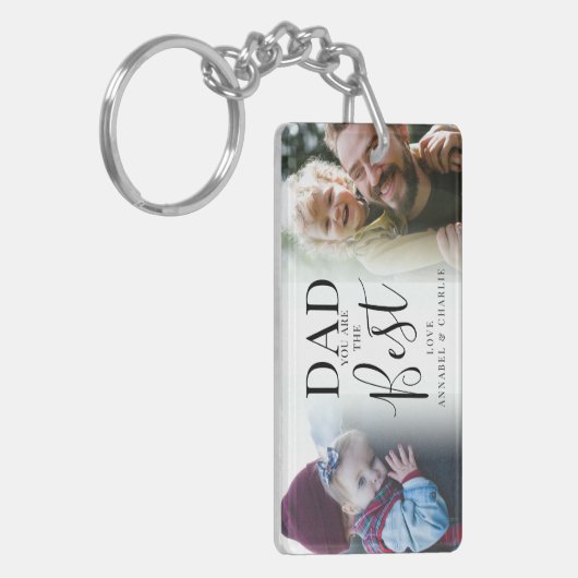 'DAD' u bent de beste 2 fotocollage Sleutelhanger (Voorkant Links)