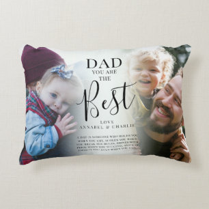 'DAD' u bent de Beste Foto's Naam & Citaat Plaque Accent Kussen