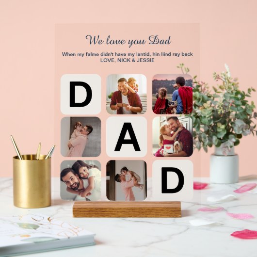 Dad Vaderdag Photo Collage Acryl Teken Acryl Bord (Huwelijk)