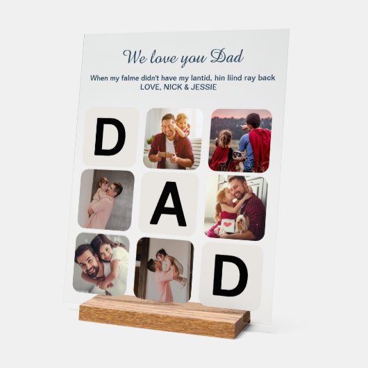 Dad Vaderdag Photo Collage Acryl Teken Acryl Bord (Hoek)