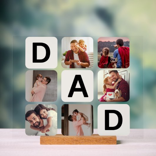 Dad Vaderdag Photo Collage Acryl Teken Bord (Neutraal)