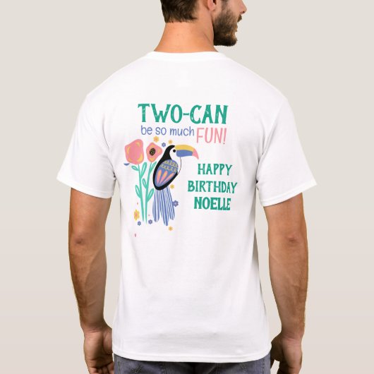 DAD van de TWO-CAN (Toucan) 2e verjaardag T-shirt (Achterkant)