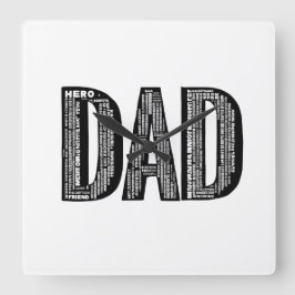 DAD Word Cloud Muur Klok - Vaderdag Hero Gift