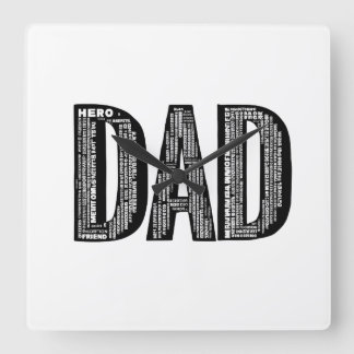 DAD Word Cloud Muur Klok - Vaderdag Hero Gift