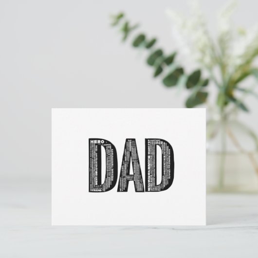 DAD Word Cloud - Vaderdag Briefkaart (Staand voorkant)