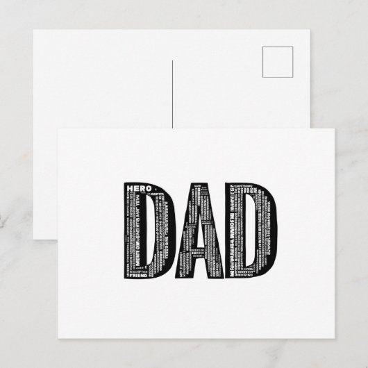 DAD Word Cloud - Vaderdag Briefkaart (Voorkant / Achterkant)