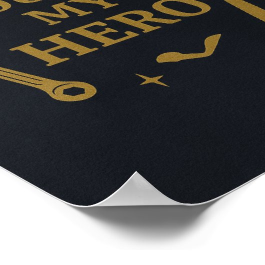 Dad You’re My Hero Poster | Rustic Navy & Gold Art (Hoek)