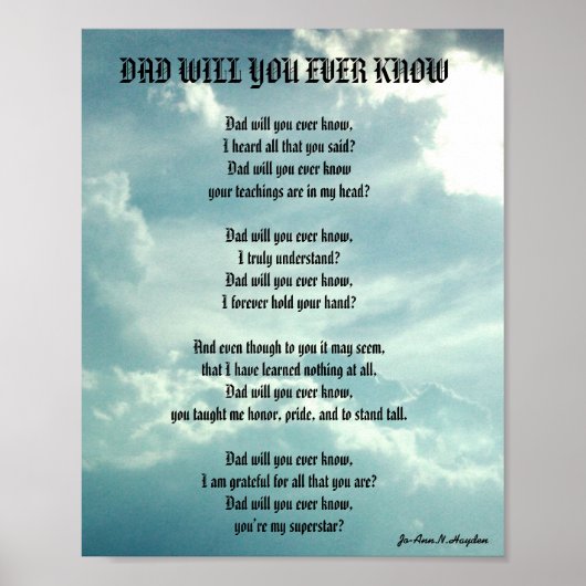 DAD ZAL JE OOIT GEdicht WETEN Poster (Voorkant)
