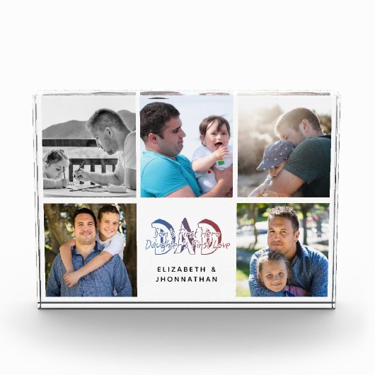 DAD Zoon & Dochter Quote Fotocollage Familienaam Fotoblokken (Voorkant)