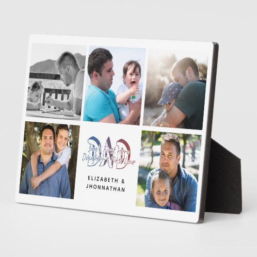 DAD Zoon & Dochter Quote Fotocollage Familienaam Fotoplaat (Zijkant)