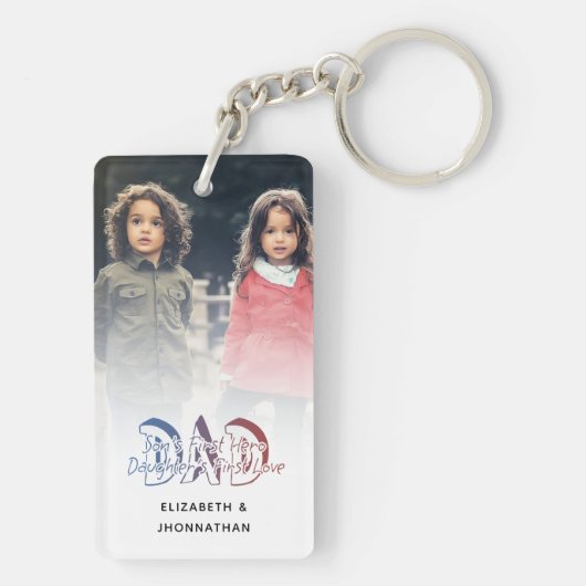 DAD Zoon & Dochter Quote Fotocollage Familienaam Sleutelhanger (achterkant)