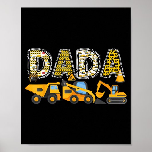 Dada Bouw Graafmachine Kinderen Overeenkomende Fam Poster (Voorkant)
