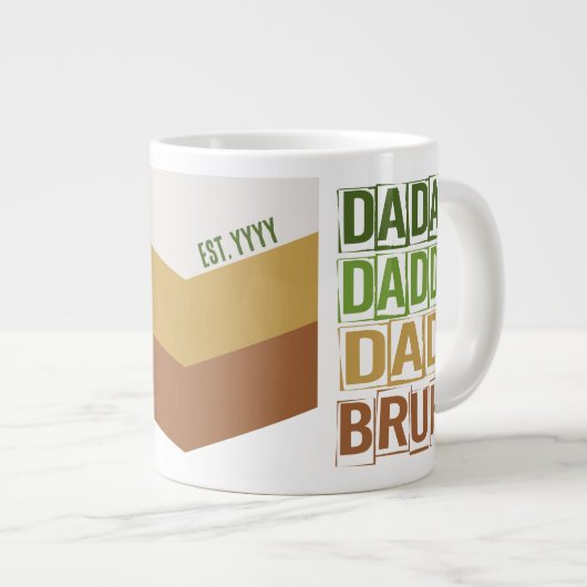 Dada Daddy Dad Bruh Custom Est Modern Groen Tan Grote Koffiekop (Voorkant rechts)