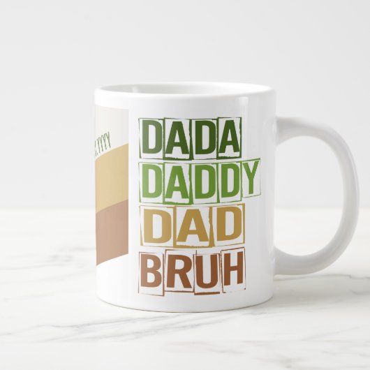 Dada Daddy Dad Bruh Custom Est Modern Groen Tan Grote Koffiekop (Rechts)