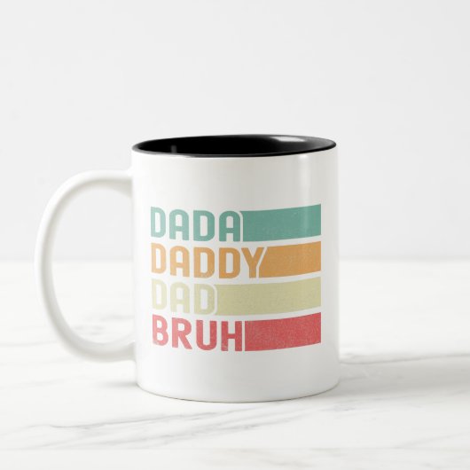 Dada Daddy Dad Bruh Grappig Cadeau voor Vaderdag Tweekleurige Koffiemok (Links)