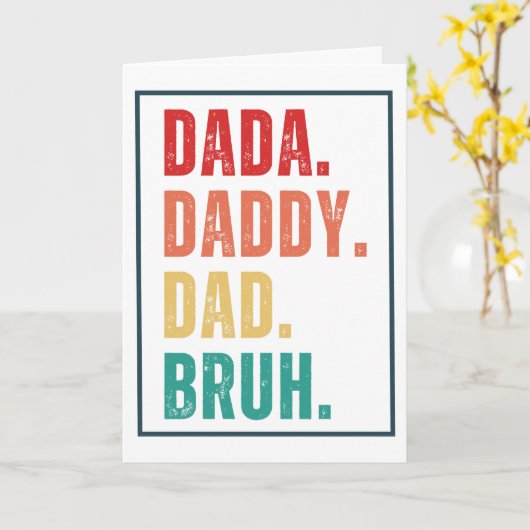 Dada Daddy Dad Bruh in nood verkerende retro Vader Kaart (Gele Bloem)