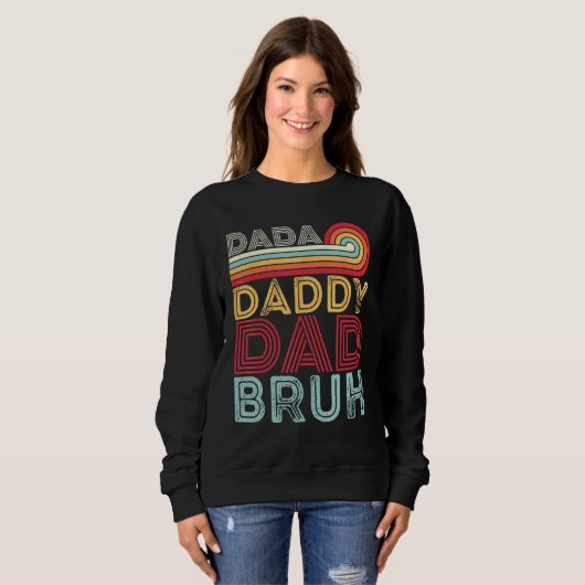 Dada Daddy Dad Bruh Retro 80s Sunset Fathers Day Trui (Voorkant volledig)
