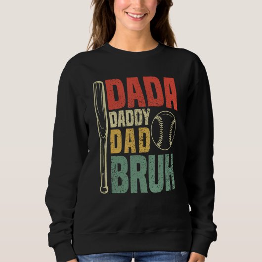 Dada Daddy Dad Bruh Vintage Baseball Trui (Voorkant)