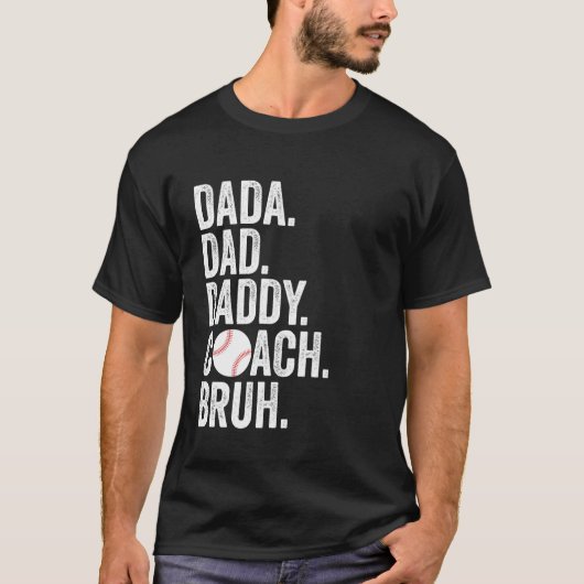 Dada Daddy Papa Bruh Cool Baseball Coach Vader's D T-shirt (Voorkant)