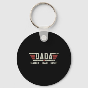 Dada Daddy Papa Bruh T-shirt Retro Vintage Grappig Sleutelhanger