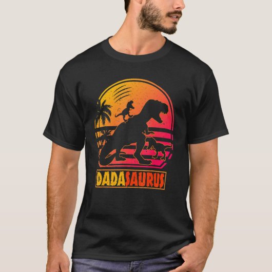 Dada Dinosaur Dadasaurus 2 Twee kinder kerstMannen T-shirt (Voorkant)