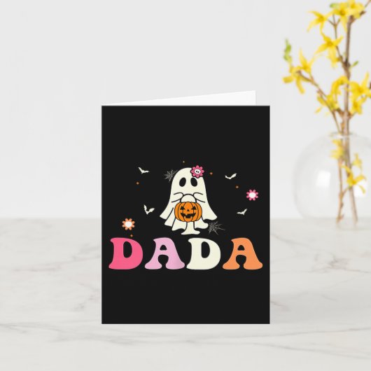 Dada Ghost Boo One Soky Dad First Halloween Birthd Kaart (Gele Bloem)