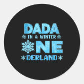 Dada In A Winter Onederland Bday Girl Sweet Snowfl Ronde Sticker (Voorkant)