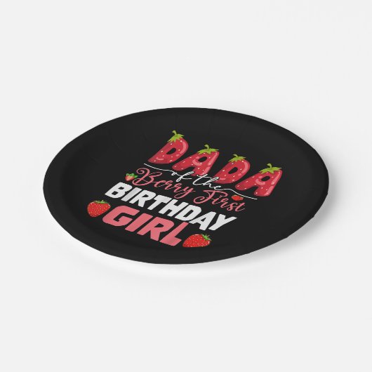 Dada of The Berry Eerste Verjaardag van Meisje Str Papieren Bordje (Gekanteld)