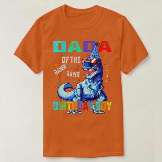 Dada of the Birthday Boy Funny Dadasaurus T rex di T-shirt (Design voorkant)