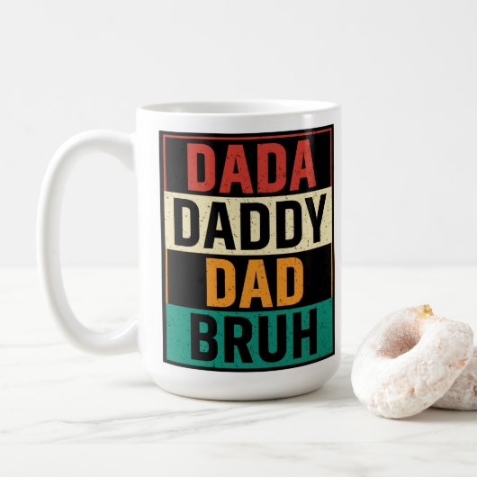 Dada papa Bruh Funny retro Vaderdag Koffiemok (Met donut)