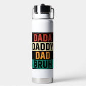 Dada papa Bruh Funny retro Vaderdag Waterfles (Achterkant)