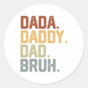Dada Papa Vader Bruh Retro Vintage Grappige Vaderd Ronde Sticker