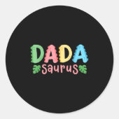 Dada Saurus Kinder Dinosaurus Verjaardagsfeest Fam Ronde Sticker (Voorkant)