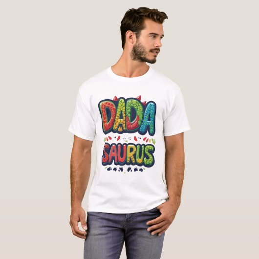 DADA SAURUS T-shirt – Funny Dinosaur Dad Shirt (Voorkant volledig)