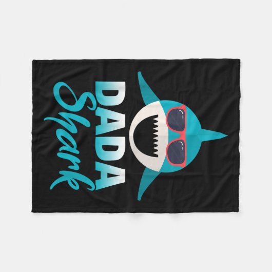 Dada Shark Dearing Cool Sungles Daddy Fleece Deken (Voorkant (Horizontaal))