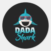 Dada Shark Dearing Cool Sungles Daddy Ronde Sticker (Voorkant)