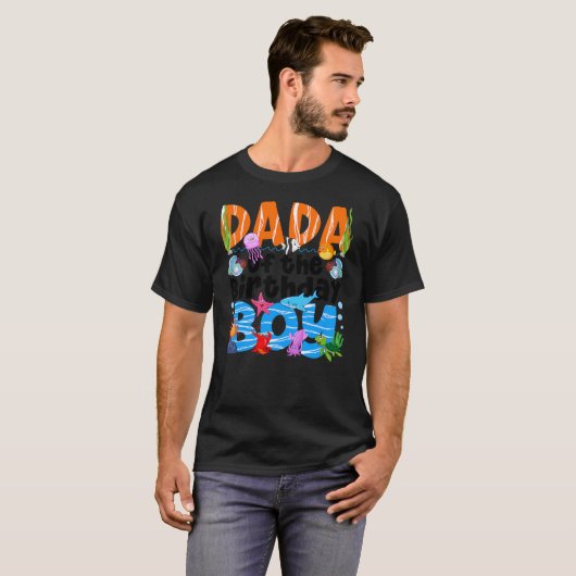 Dada Under Sea Birthday Party Boys Ocean Sea Anima T-shirt (Voorkant volledig)