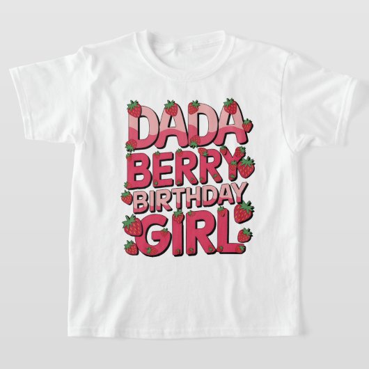 DADA VAN DE BESSEN VERJAARDAG MEISJE Partij Aardbe T-shirt (Laagn)