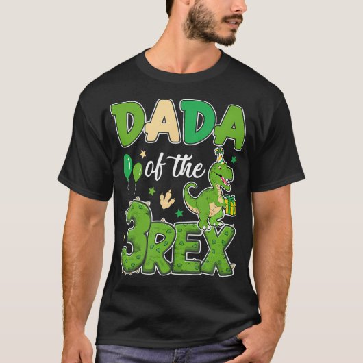 Dada van de Drie Rex Verjaardag Dinosaurus familie T-shirt (Voorkant)