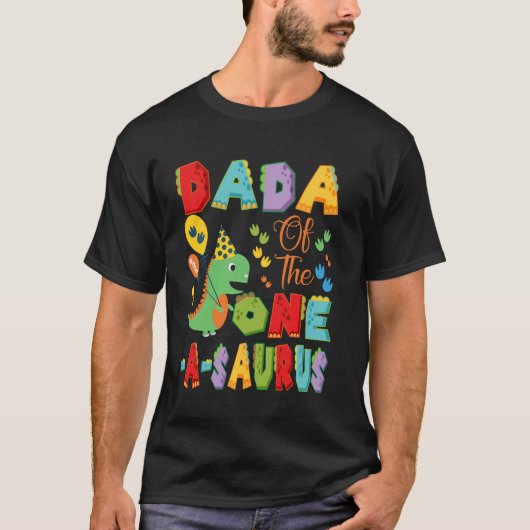 Dada van de One-a-Saurus 1st Birthday Boy Dinosaur T-shirt (Voorkant)
