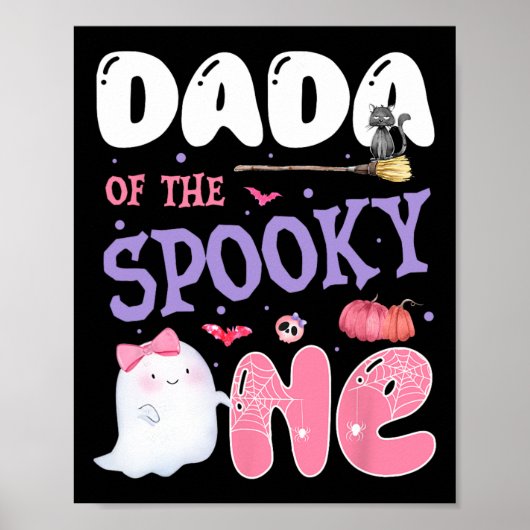 Dada van de Spooky One 1st Birthday Halloween Pink Poster (Voorkant)