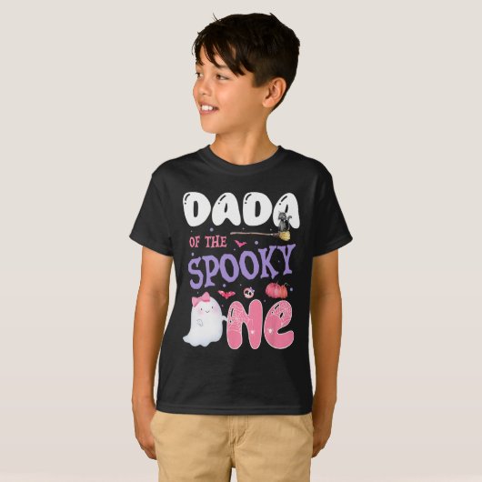 Dada van de Spooky One 1st Birthday Halloween Pink T-shirt (Voorkant volledig)