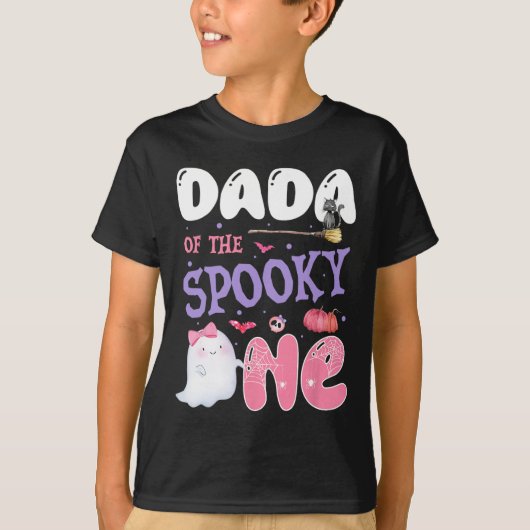 Dada van de Spooky One 1st Birthday Halloween Pink T-shirt (Voorkant)