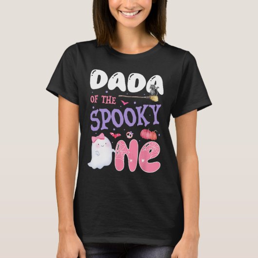 Dada van de Spooky One 1st Birthday Halloween Pink T-shirt (Voorkant)